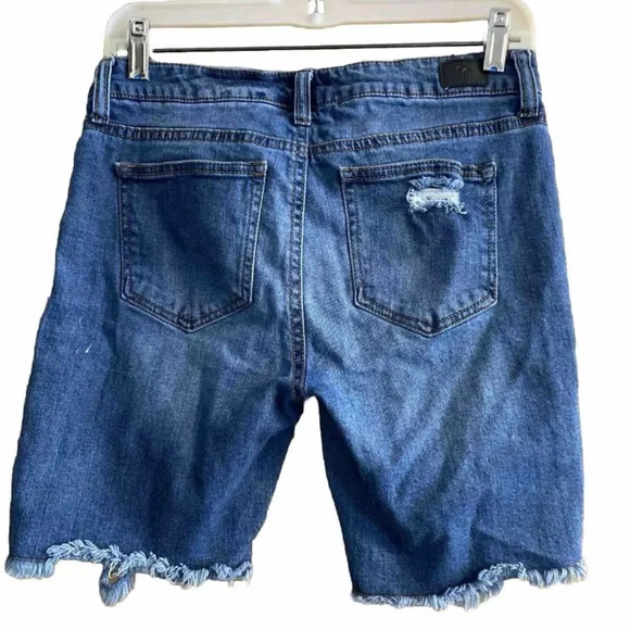 Celebrity Pink Shorts Womens 5/27 Blue Jean Denim Distressed Bermuda Shorts - Picture 2 of 10